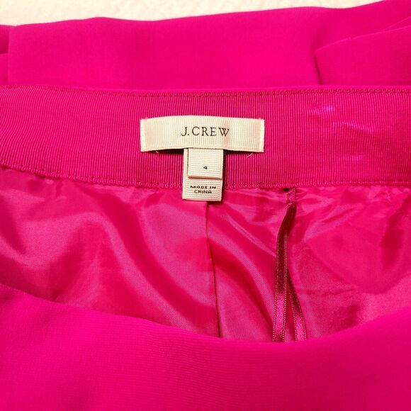 J Crew Hot Pink‎ Knit Pleated Crepe Skirt Fully Lined Size 4 - Picture 3 of 7